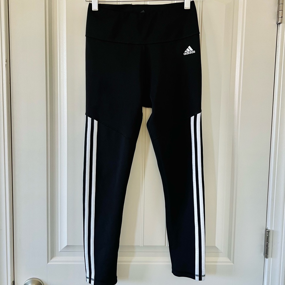 Adidas Black Climalite High Waist Optime Training Legging w/ Hidden Waist Pocket